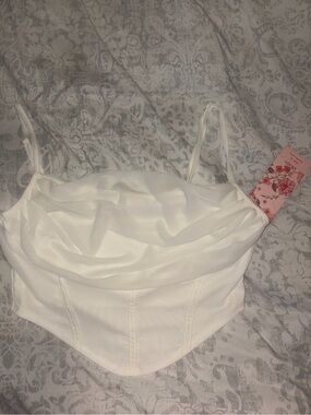 White Drape Front Cami Crop Top - Women